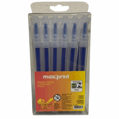 MARCA TEXTO CLEAR C/12 AZUL MAXPRINT