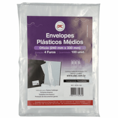 SACO PASTA A4 S/FURO 12MM C/100 DAC