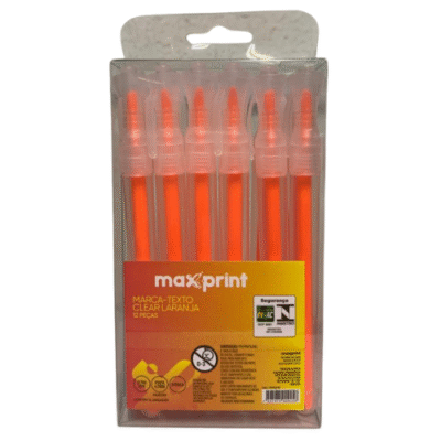 MARCA TEXTO CLEAR C/12 LARANJA MAXPRINT