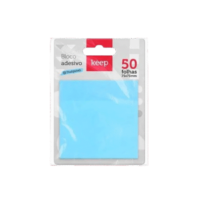 BLOCO ANOTACOES TRANSP AZUL 75X75 50F KEEP