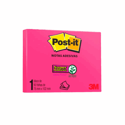 BLOCO POST-IT NEON 90 FL ROSA 76X102 3M