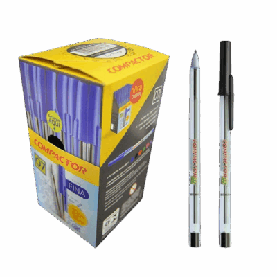 CANETA 0.7 PRETA C/ 50 UNI COMPACTOR