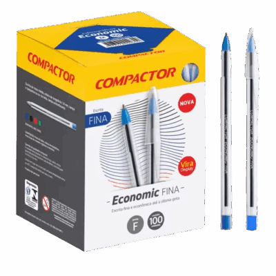 CANETA ECONOMIC AZUL C/100 COMPACTOR FINA