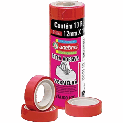 FITA ADESIVA VERMELHA 12X10 C/10 ADELBRAS