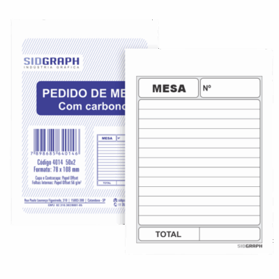 PEDIDO DE MESA 50X2 VIAS SIDGRAPH