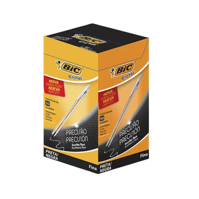 CANETA 0.8 ESC. FINA PT CX C/50UN BIC