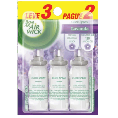 BOM AR 12ML AIR WICK LAVANDA C/ 3 REFIL