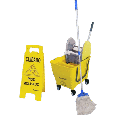 KIT BALDE ESPREMEDOR + PLACA PISO + MOP UMIDO BRALIMPIA