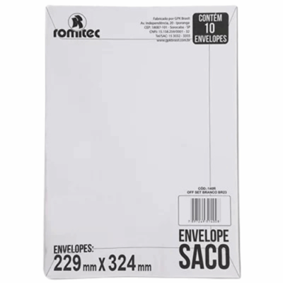 ENVELOPE 162X229 BRANCO C/10 ROMITEC