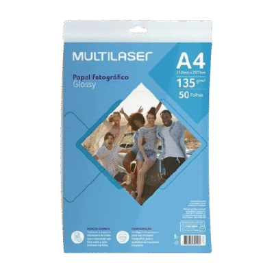 PAPEL FOTO GLOSSY A4 135G C/50FLS MULTILASER
