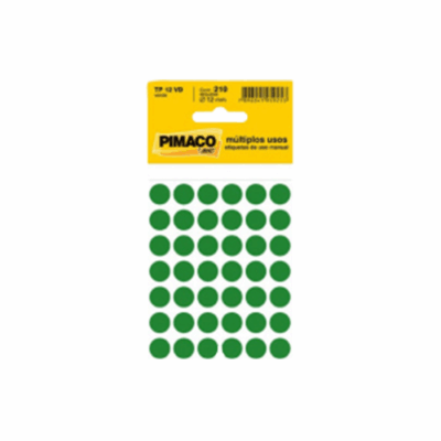 ETIQUETA REDONDA TP-12 VERDE C/210 ETQ PIMACO