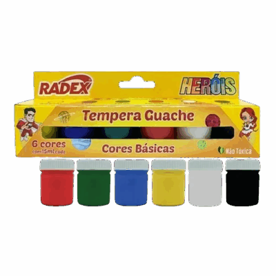 TINTA GUACHE 15ML 6 CORES RADEX