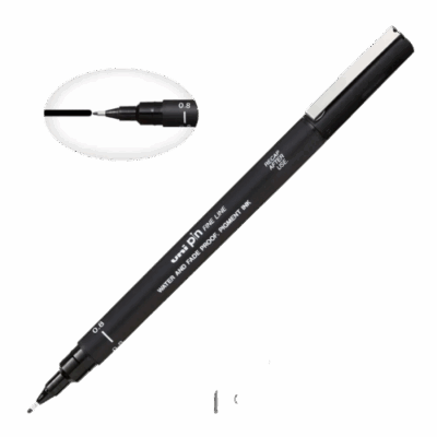 CANETA UNIPIN 0.8MM PRETA MITSUBISH