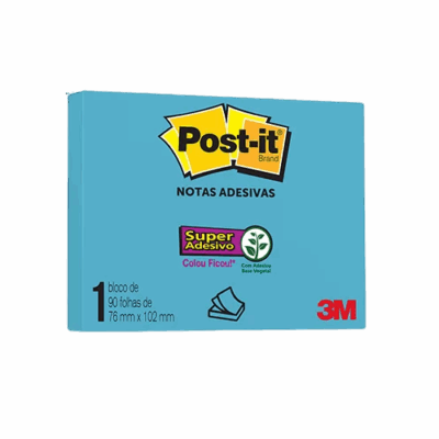 BLOCO POST-IT NEON 90 FL AZUL 76X102 3M