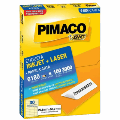 ETIQUETA PIMACO 6180 CARTA C/100FL 25,4X66,7