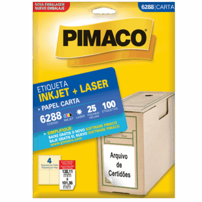 ETIQUETA PIMACO 6288 CARTA C/25 138,1X106,36