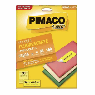 ETIQUETA FLUORESCENTE 5580A C/5 FLS PIMACO