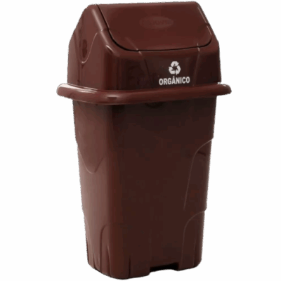 LIXEIRA C/ TAMPA VAIVEM 50L MARROM CAJOVIL