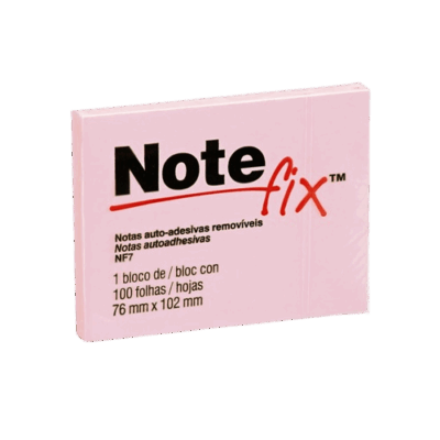 BLOCO NOTEFIX ROSA 76X102 100 FLS 3M