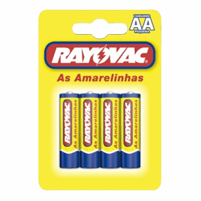 PILHA PEQUENA AMARELA AA C/4UN RAYOVAC
