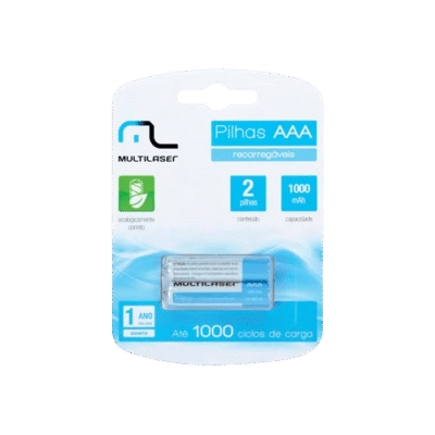 PILHAS RECARREGAVEIS AAA C/2 MULTILASER
