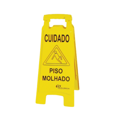 PLACA CUIDADO PISO MOLHADO BRALIMPIA
