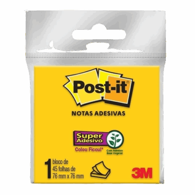 POST-IT AMARELO NEON 76X76 45 FLS 3M