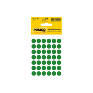 ETIQUETA REDONDA TP-12 VERDE C/210 ETQ PIMACO