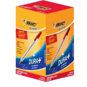 CANETA 1.0 CRISTAL CLASSICA VERMELHA C/50 BIC