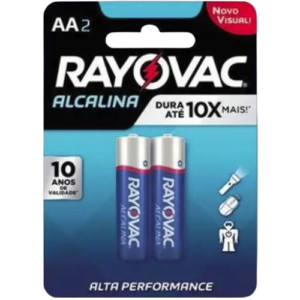 PILHA ALCALINA PEQUENA AZUL AA2 C/2UN RAYOVAC