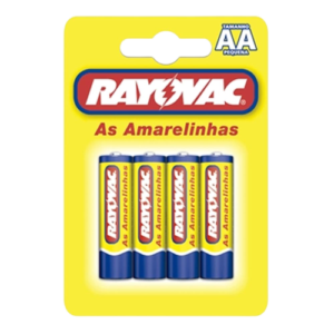 PILHA PEQUENA AMARELA AA C/4UN RAYOVAC