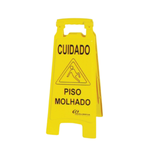 PLACA CUIDADO PISO MOLHADO BRALIMPIA
