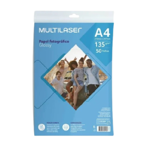PAPEL FOTO GLOSSY A4 135G C/50FLS MULTILASER