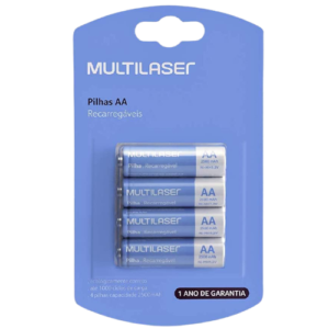 PILHAS RECARREGAVEIS AA C/ 4UN MULTILASER