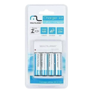 CARREGADOR PILHAS C/ 4PILHAS CB054 MULTILASER