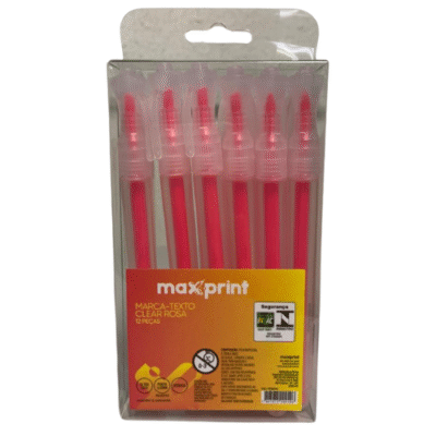 MARCA TEXTO CLEAR C/12 ROSA MAXPRINT