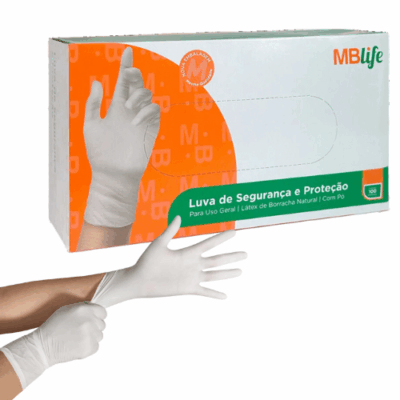 LUVA LATEX C/PO M C/100 MBLIFE
