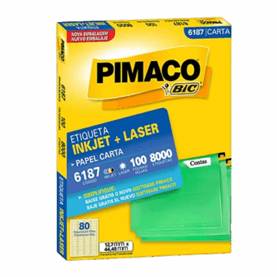 ETIQUETA PIMACO 6187 CARTA C/100F 12,7X44,45