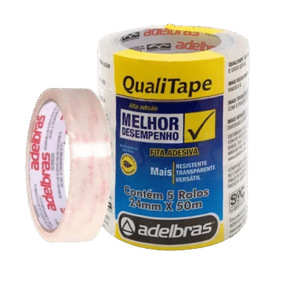 FITA ADESESIVA TRANSPARENTE 24X50 QUALITAPE ADELBRAS