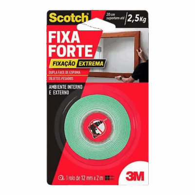 FITA FIXA FORTE DUPLA FACE ESPUMA 12X2M 3M