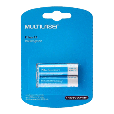 PILHAS RECARREGAVEIS AA C/2 MULTILASER