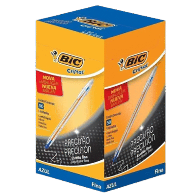 CANETA 0.8 ESC. FINA AZ CX C/50UN BIC