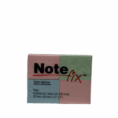 BLOCO NOTEFIX 38X50 100FL C/4UN CORES 3M