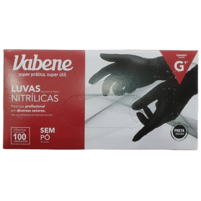 LUVA NITRILICA PRETA S/PO G VABENE