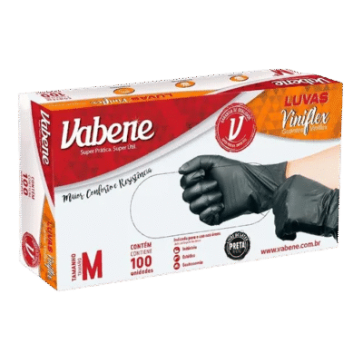 LUVA VINIFLEX M PRETA C/100 VABENE