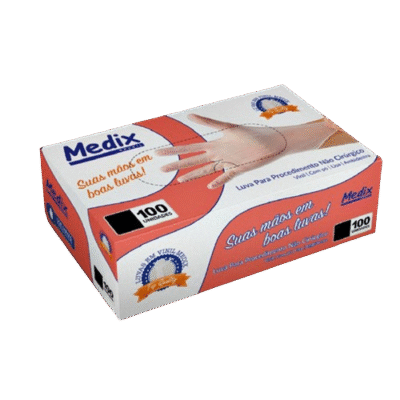 LUVA VINIL C/PO M C/100 MEDIX