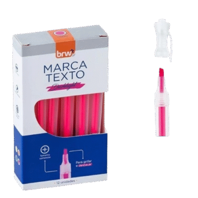 MARCA TEXTO DASHLIGHT C/12 ROSA BRW