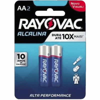 PILHA ALCALINA PEQUENA AZUL AA2 C/2UN RAYOVAC