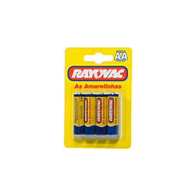 PILHA PEQUENA AMARELA AA C/4UN RAYOVAC