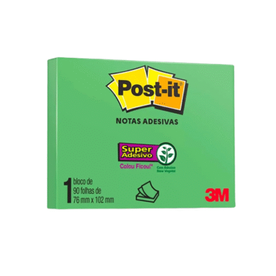 BLOCO POST-IT NEON 90 FL VERDE 76X102 3M